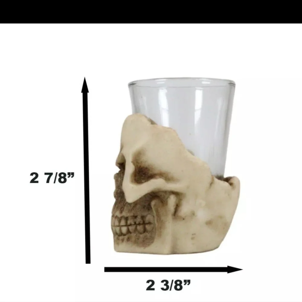 4pc Set Halloween 3D Skull Shot Glass Shooters Day of the Dead Skeleton New